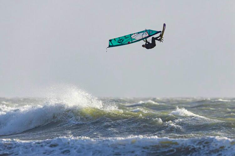 Windsurfing action shot