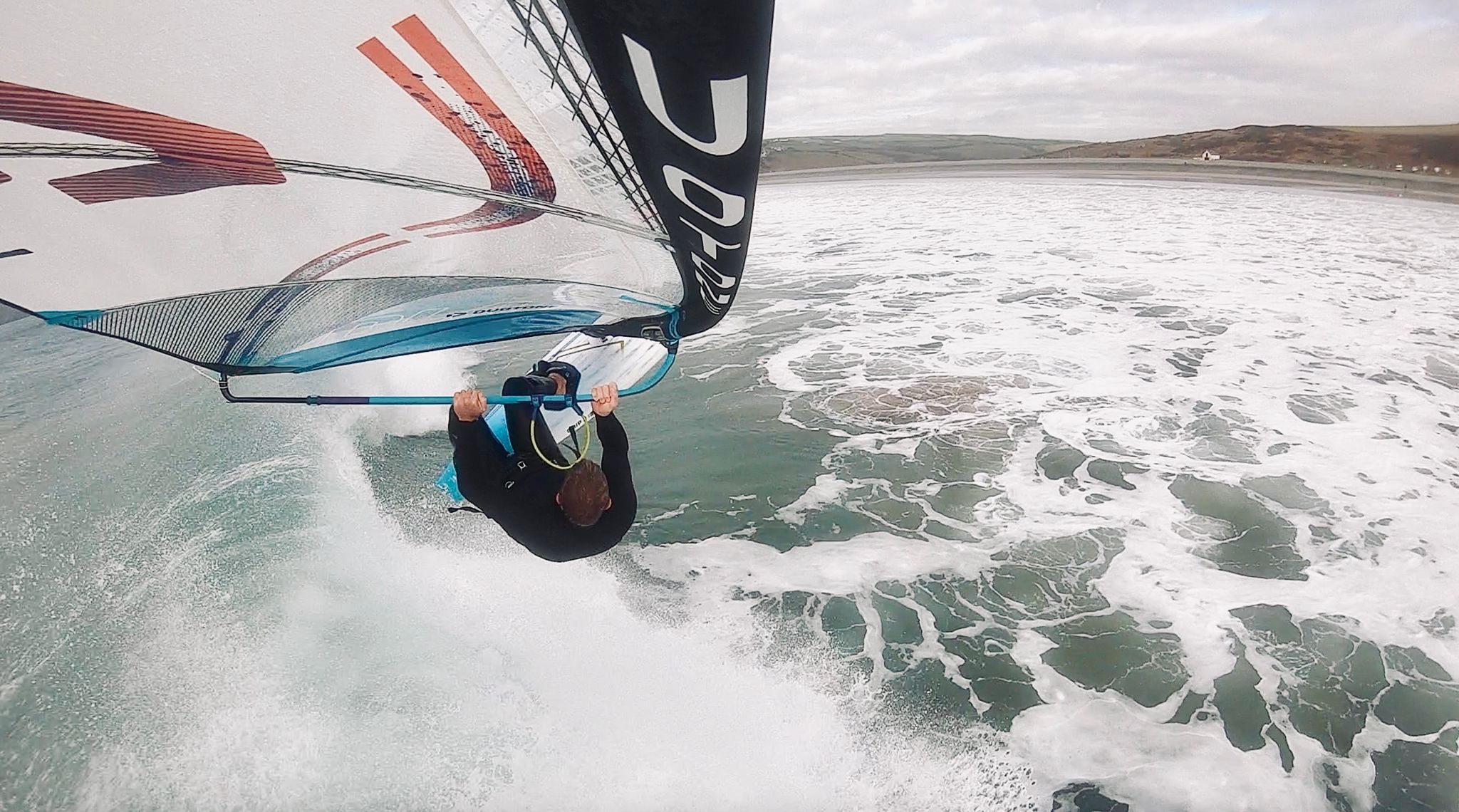 Windsurfing action shot