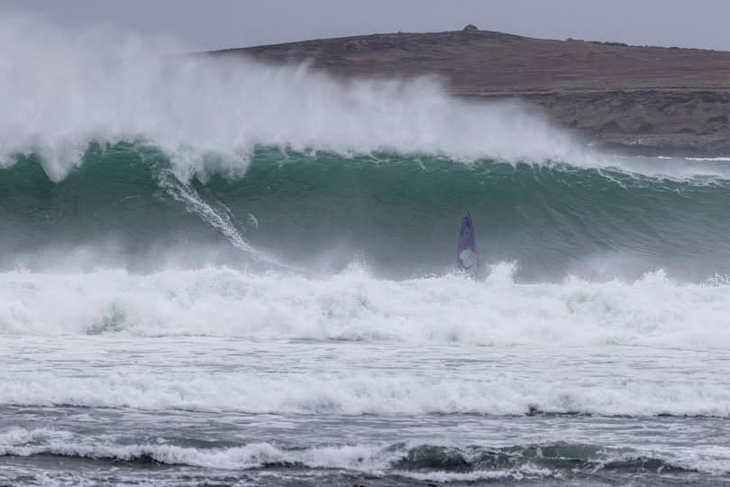 Windsurfing action shot