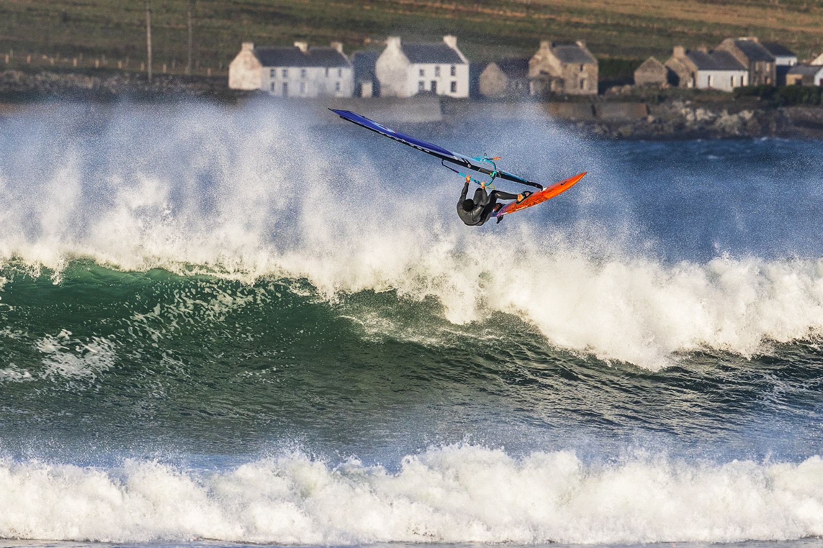 Windsurfing aerial with the village in the background