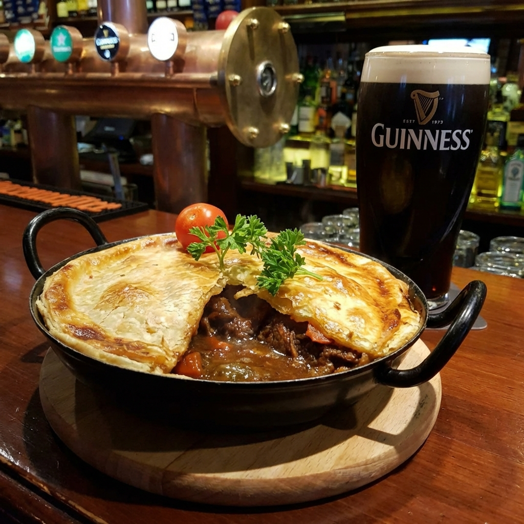 A pub meal and a pint of Guinness